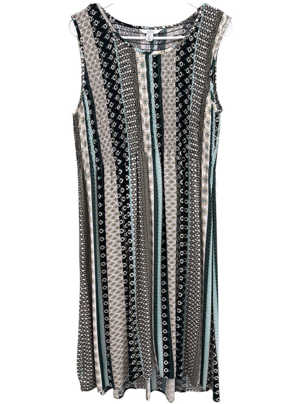 croft & barrow Sleeveless Striped Maxi Dress in Black, Teal & Cream Size PL